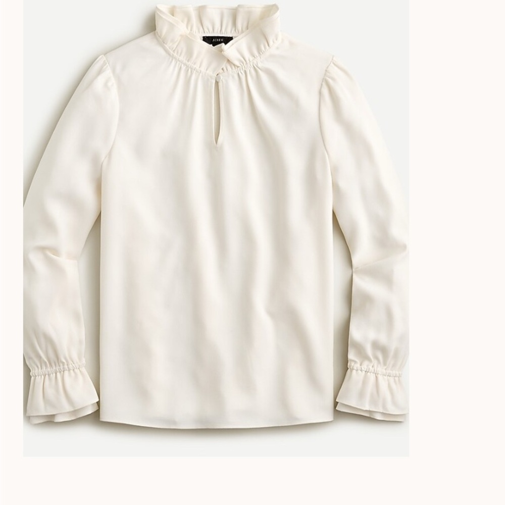 J. Crew Cream Ruffled Puff Sleeve Blouse
